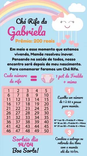 Convite Chá Rifa Chuva de Amor Menina para Editar Online