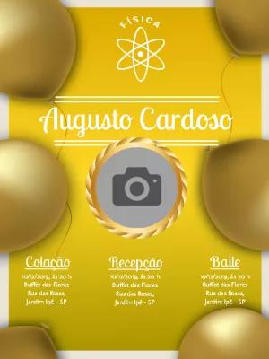 Convite de Formatura Física com Foto para Editar Online
