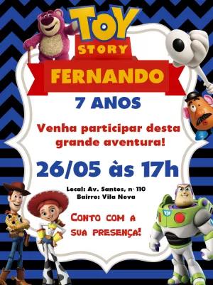 Convite Aniversário Toy Story com Personagens para Editar Online