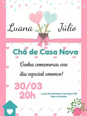 Convite Chá de Casa Nova Corações Delicados para Editar