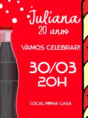 Convite de Aniversário Tema Coca Cola para Editar Online