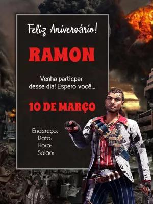 Convite de Aniversário Free Fire para Editar Online e Imprimir