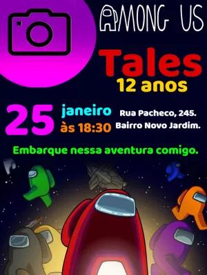 Convite Aniversário Among Us com Foto para Editar Online