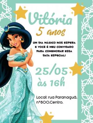 Convite de Aniversário Jasmine Princesa para Editar Online
