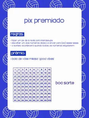Cartela de Rifa Pix Premiado Vôlei para Editar Online