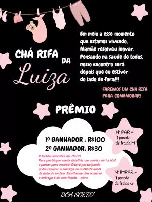 Convite Chá Rifa Menina com Varal de Roupas para Editar Online