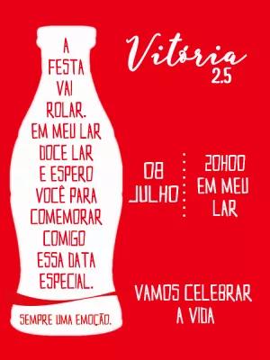 Convite de Aniversário Estilo Coca Cola para Editar Online