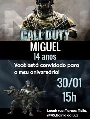 Convite de Aniversário Call of Duty para Editar Online