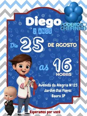 Convite Aniversário Poderoso Chefinho para Editar Online