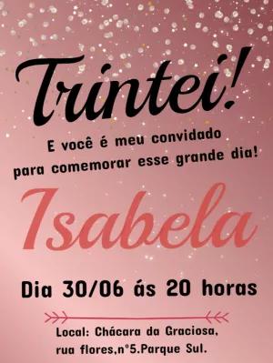 Convite Trintei Aniversário 30 Anos Rosê Gold para Editar