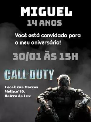 Convite de Aniversário Call of Duty para Editar Online