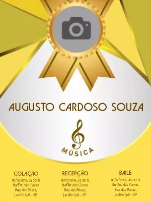Convite de Formatura de Música com Foto para Editar Online