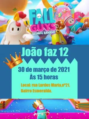Convite de Aniversário Fall Guys para Editar Online
