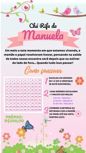 Convite Chá Rifa Jardim Encantado para Editar Online