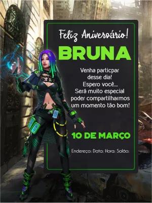 Convite de Aniversário Free Fire Feminino Editável Online