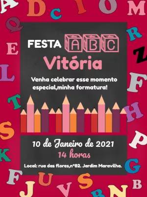 Convite Formatura ABC Infantil para Editar Online