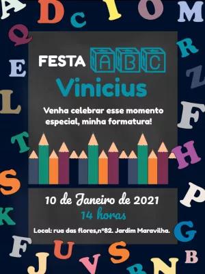 Convite Formatura Infantil ABC com Lousa para Editar Online