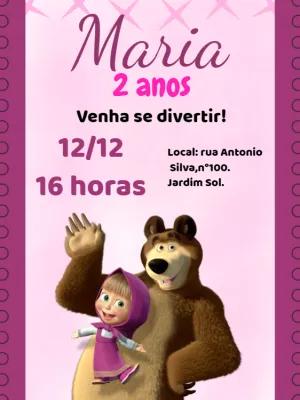 Convite de Aniversário Masha e o Urso para Editar Online