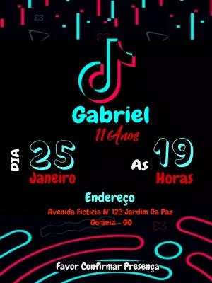 Convite Aniversário Tema Tik Tok para Editar Online