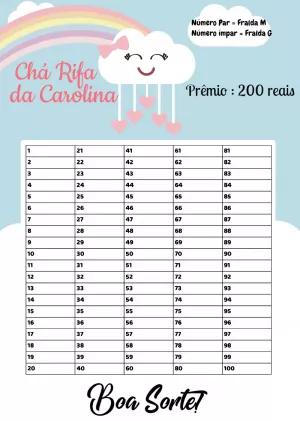 Rifa Chá de Bebê Chuva de Amor com Nuvem para Editar Online