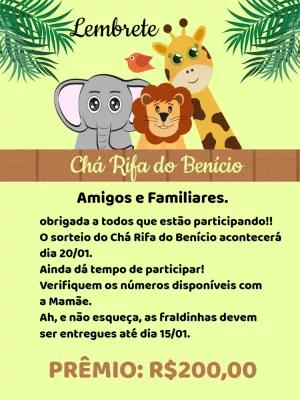 Lembrete Chá Rifa Safari com Animais para Editar Online