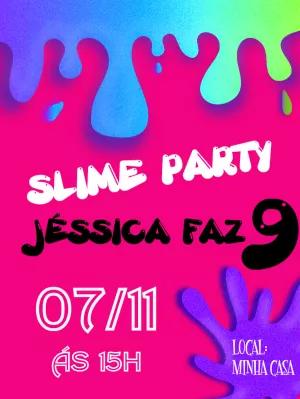 Convite de Aniversário Slime Party Colorido para Editar Online