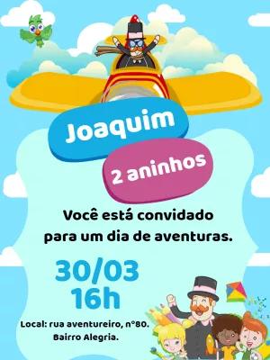 Convite de Aniversário Mundo Bita Aviador para Editar Online