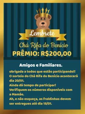 Lembrete Chá Rifa Ursinho Príncipe para Editar Online