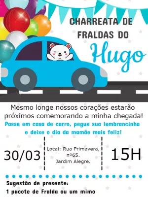Convite Charreata de Fraldas Ursinho no Carro para Editar