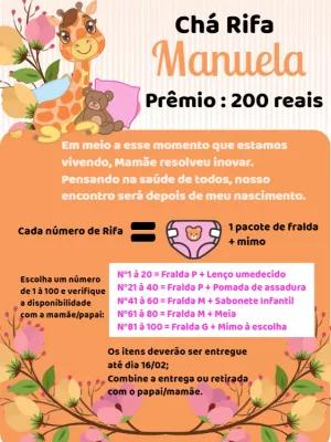 Convite Chá Rifa Girafinha para Editar Online e Imprimir