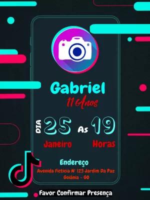 Convite Aniversário Tik Tok com Foto para Editar Online