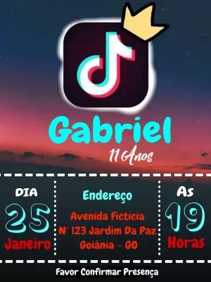 Convite de Aniversário Tik Tok para Editar e Personalizar