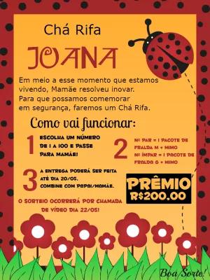 Convite Chá Rifa Joaninha Vermelha para Editar Online