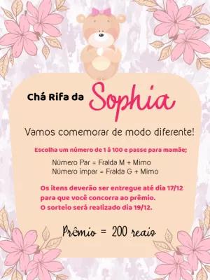 Convite Chá Rifa Ursinha Princesa Floral para Editar Online