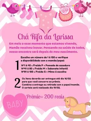 Convite Chá Rifa Menina Varal de Roupas para Editar Online