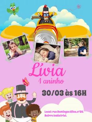 Convite Aniversário Mundo Bita com Foto para Editar Online