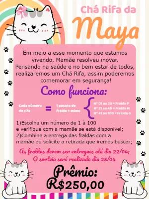 Convite Chá Rifa Gatinho Fofo para Editar Online e Imprimir
