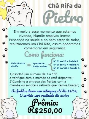 Convite Chá Rifa Gatinho Fofo para Editar e Imprimir