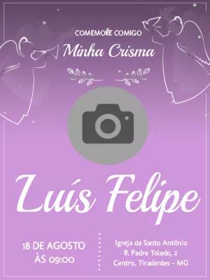 Convite de Crisma com Foto Roxo para Editar Online