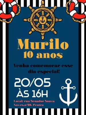 Convite de Aniversário Marinheiro para Editar Online