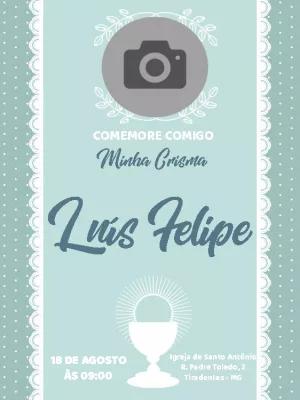 Convite de Crisma com Foto para Editar Online e Imprimir
