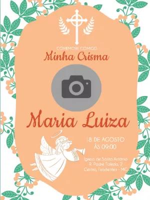 Convite de Crisma com Foto e Anjo para Editar Online