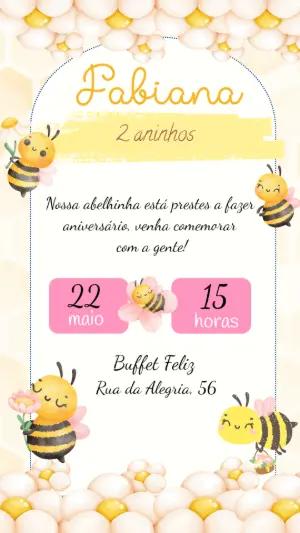 Convite de Aniversário Abelhinha para Editar Online