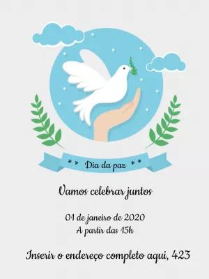 Cartão Dia da Paz com Pomba e Ramo de Oliveira para Editar