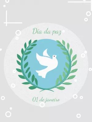 Post Dia da Paz com Pomba e Ramos para Editar Online