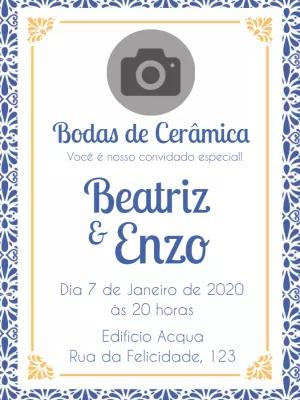 Convite Bodas de Cerâmica com Foto para Editar Online
