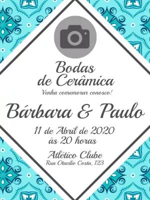 Convite Bodas de Cerâmica com Foto para Editar Online