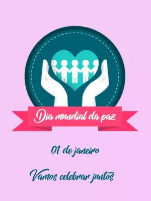 Post Dia da Paz com Símbolos de União para Editar Online