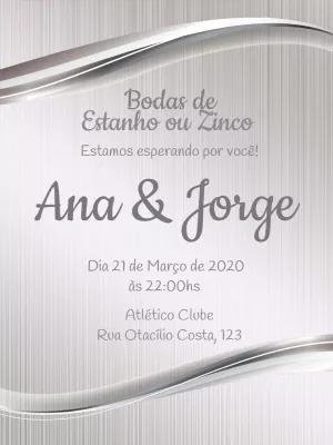 Convite Bodas de Estanho Elegante para Editar Online