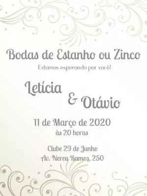 Convite Bodas de Estanho Elegante para Editar Online